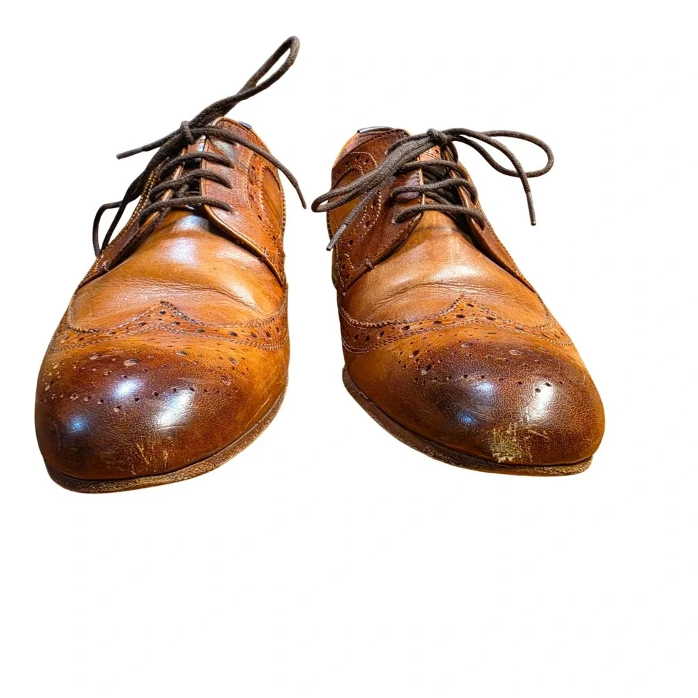 Ted Baker Gryene Men Tan Brown Leather Wingtip‎ Brogue Dress Shoes Size 10